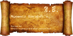 Nyemecz Barabás névjegykártya